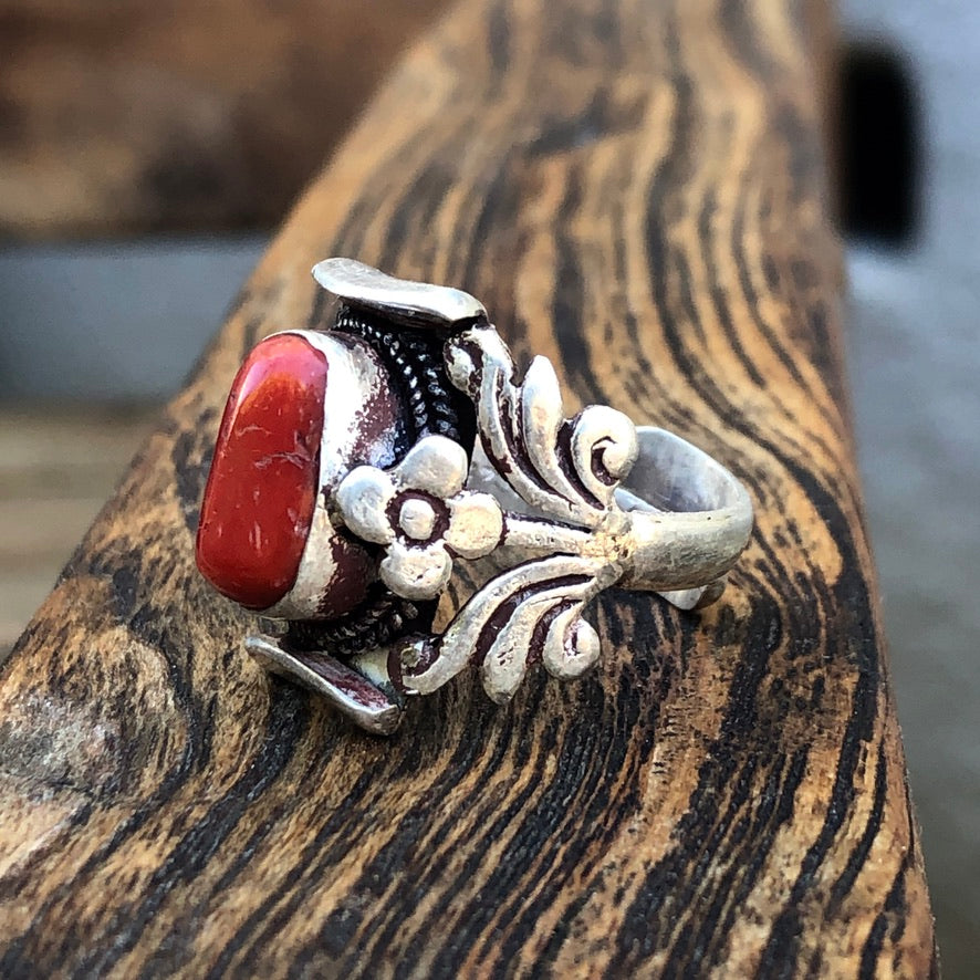 Tibetan coral ring