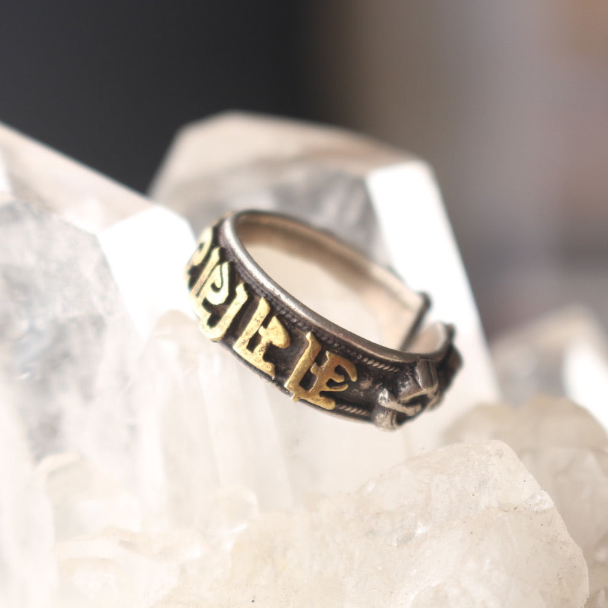 Om Mani Mantra Silver Ring