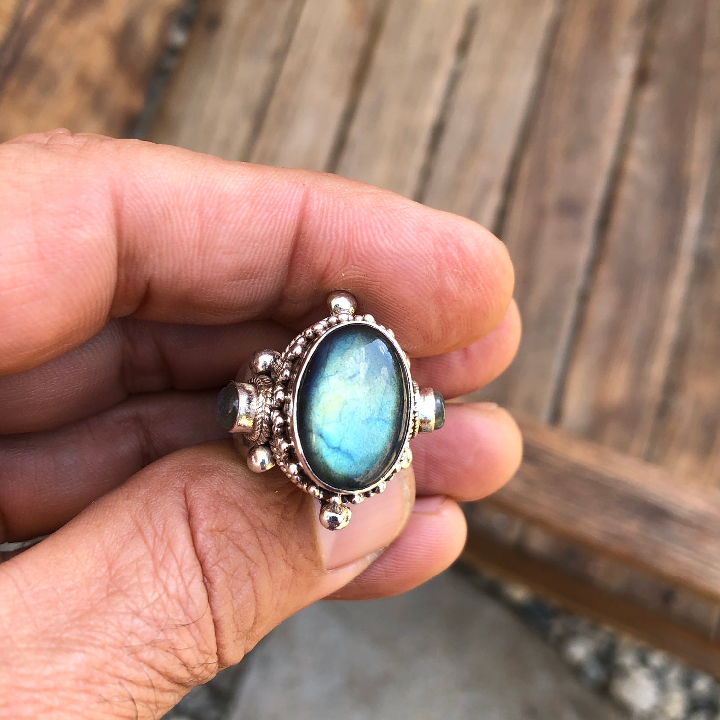 Labradorite Saddle Ring