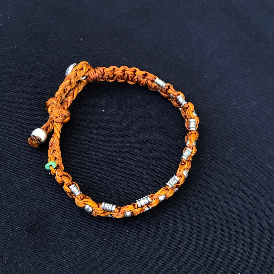 Braided Silver Beads Bracelet
