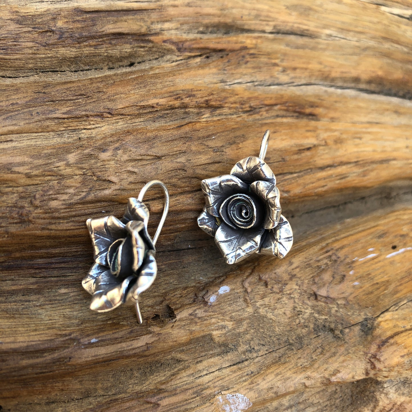 Silver Rose Bud Earrings