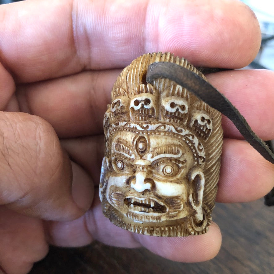 Hand Carved Mahakala Amulet
