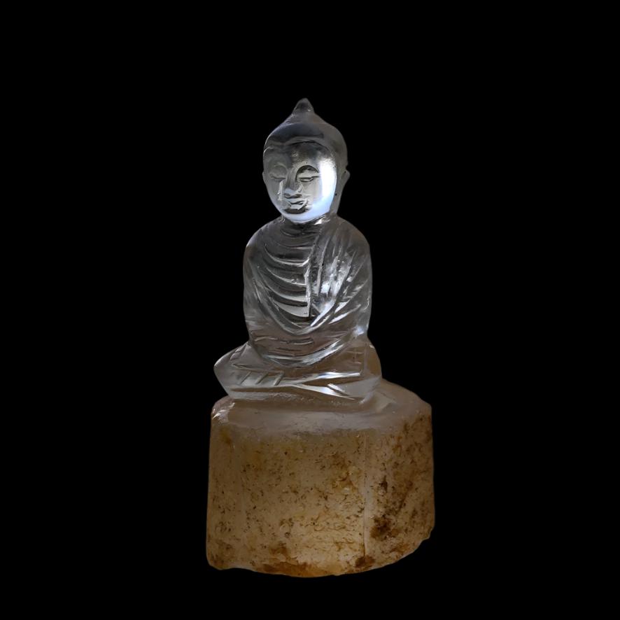 Clear crystal quartz seated buddha