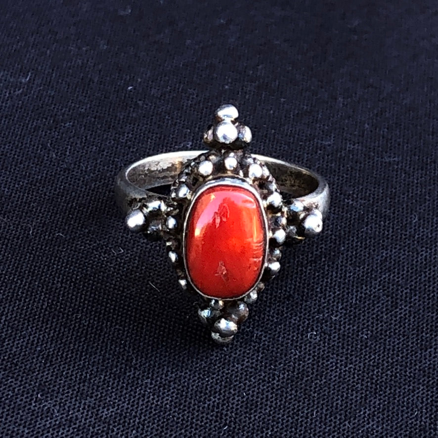 Coral Granule Silver Ring