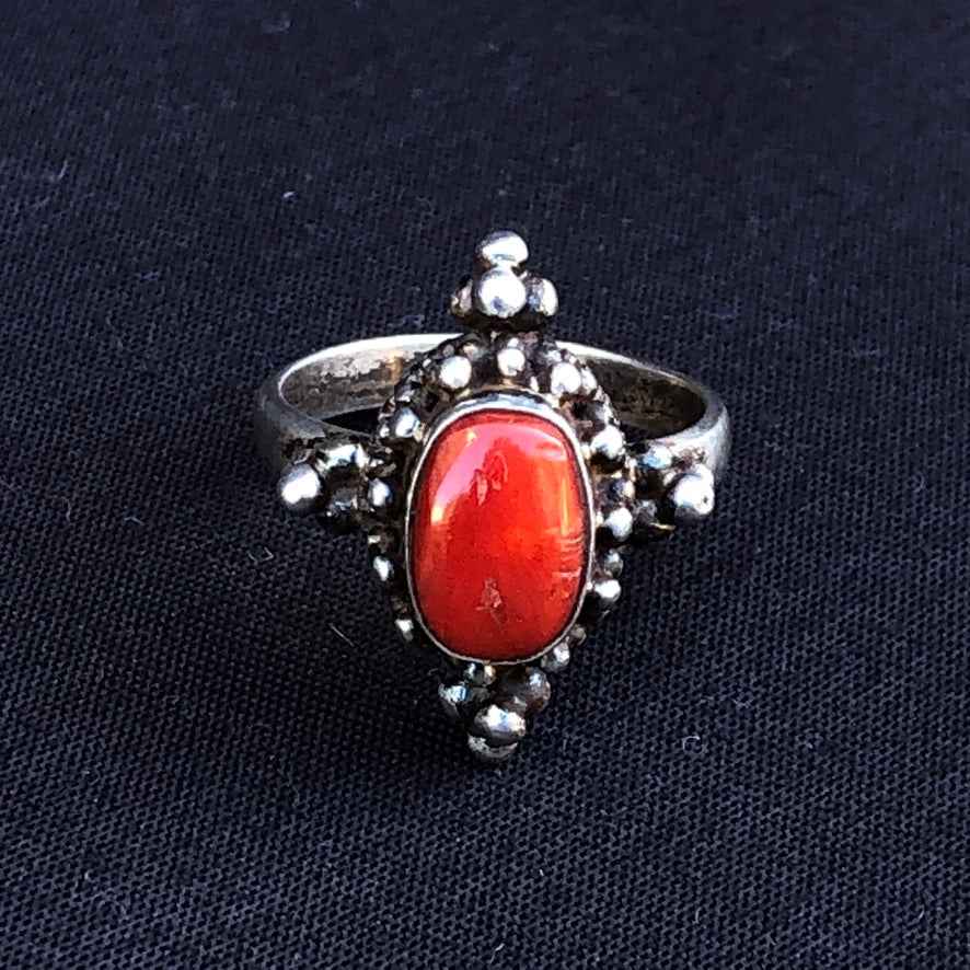 Coral Granule Silver Ring