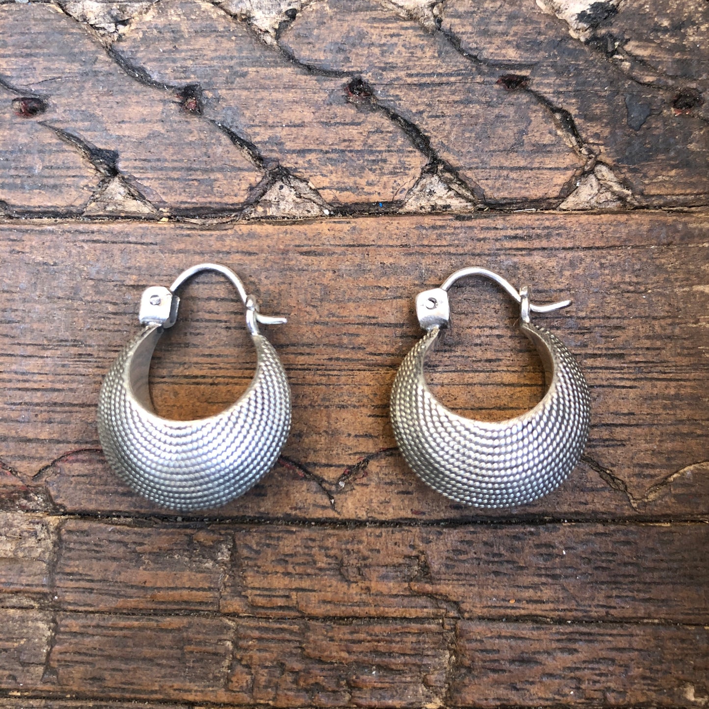 Twisted Wire Silver Hoops