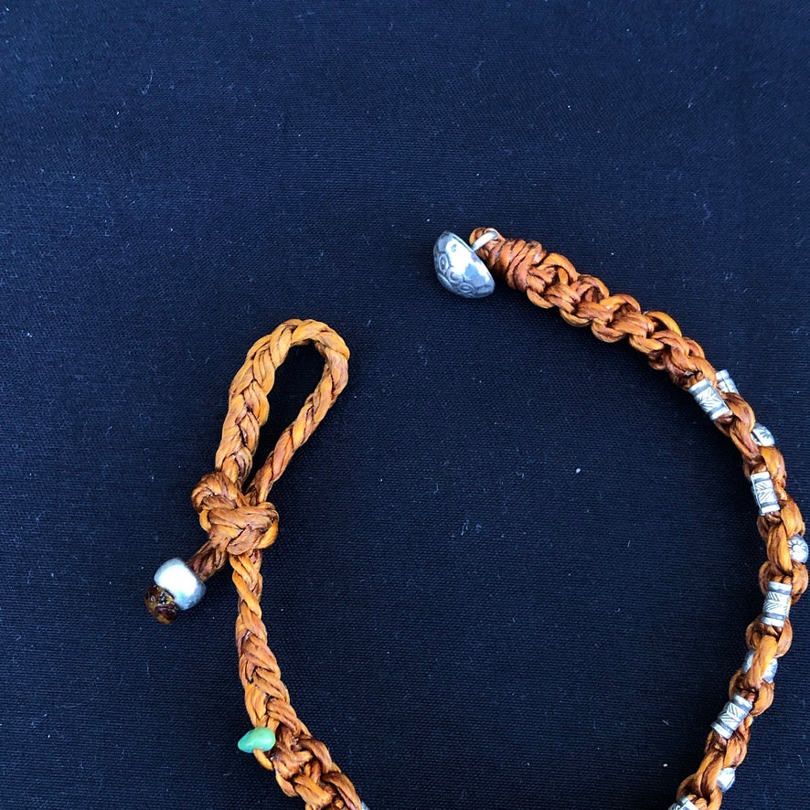 Braided Silver Beads Bracelet