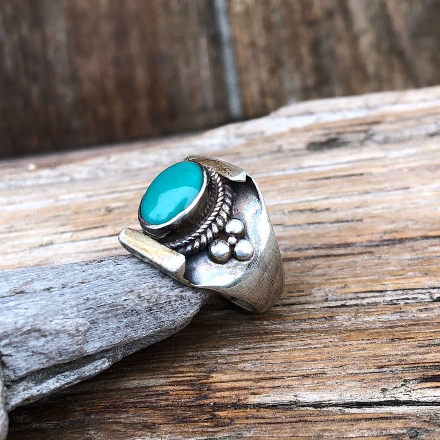 Tibetan Turquoise Saddle Ring