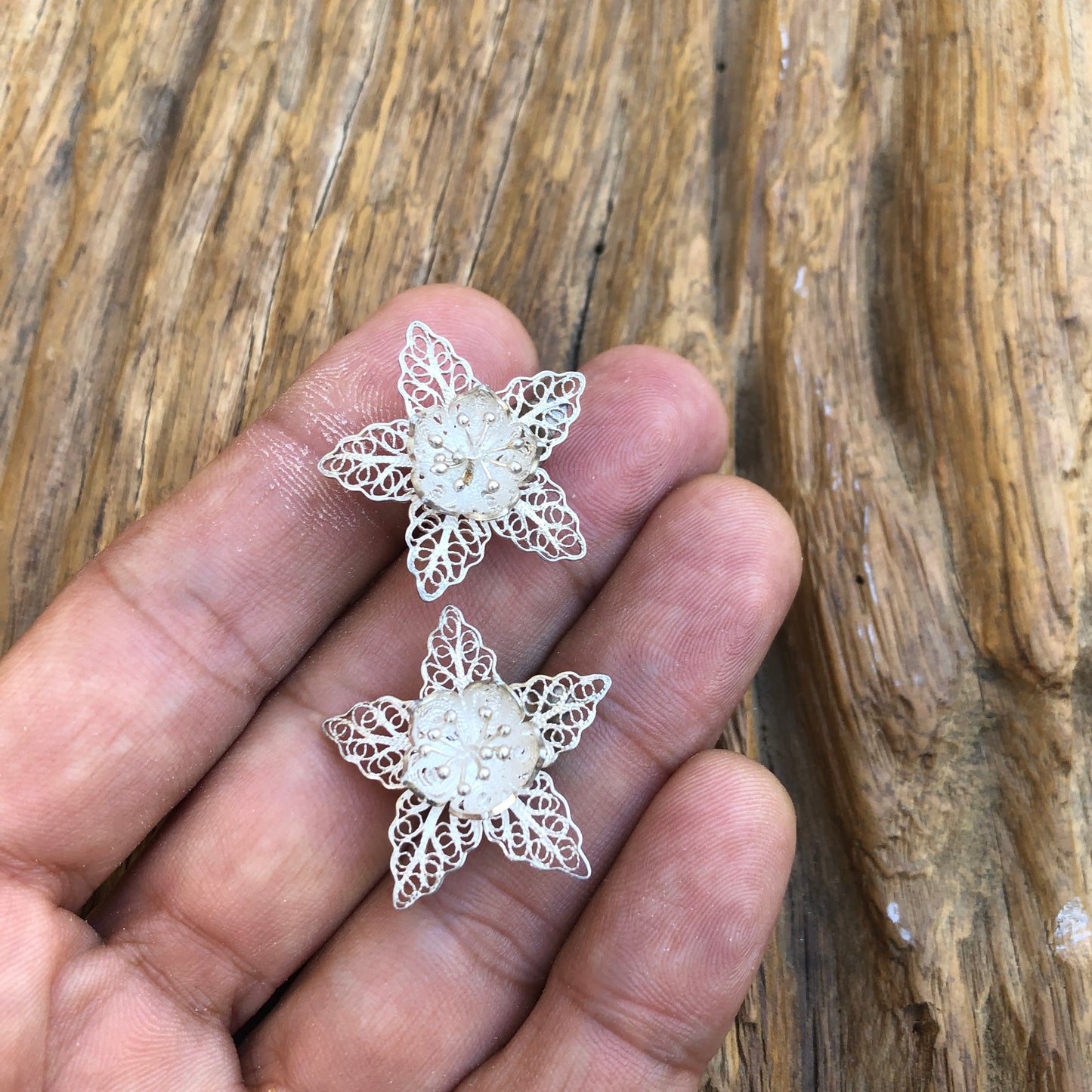 Sterling Silver Orchid Clip Earrings