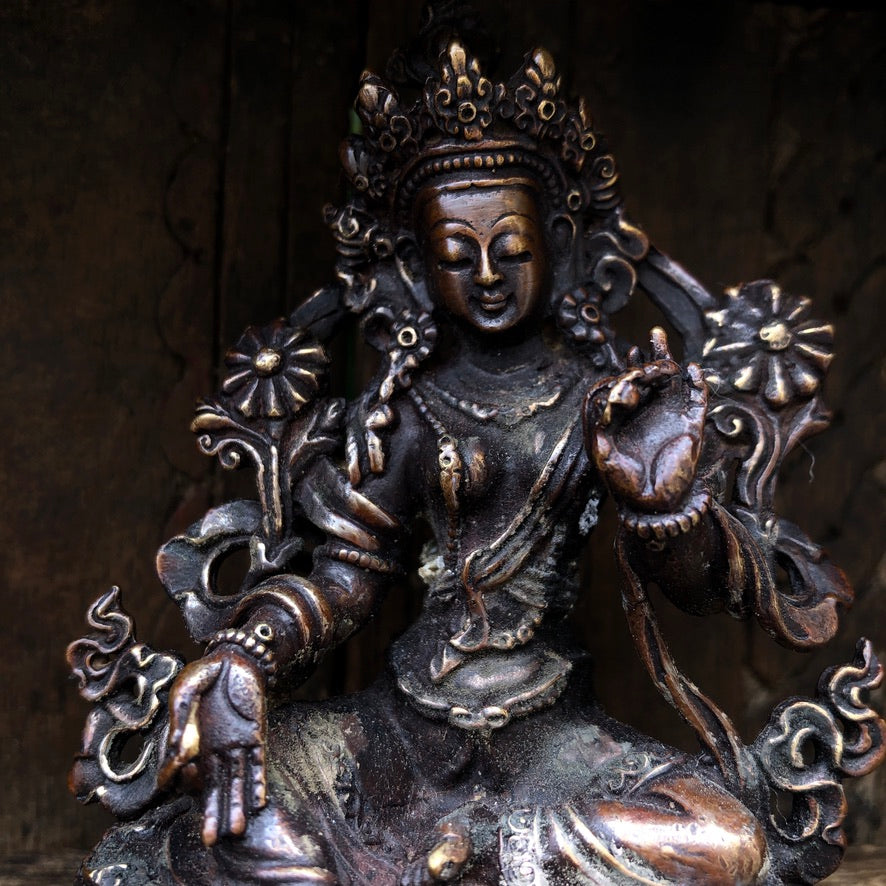 Green Tara In Copper