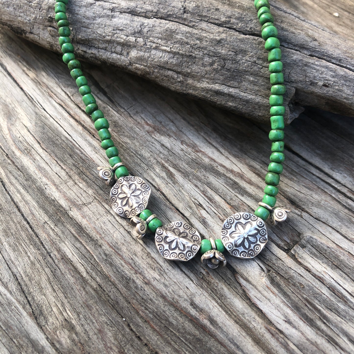 Hill Tribe Silver Glass Beaded Necklace