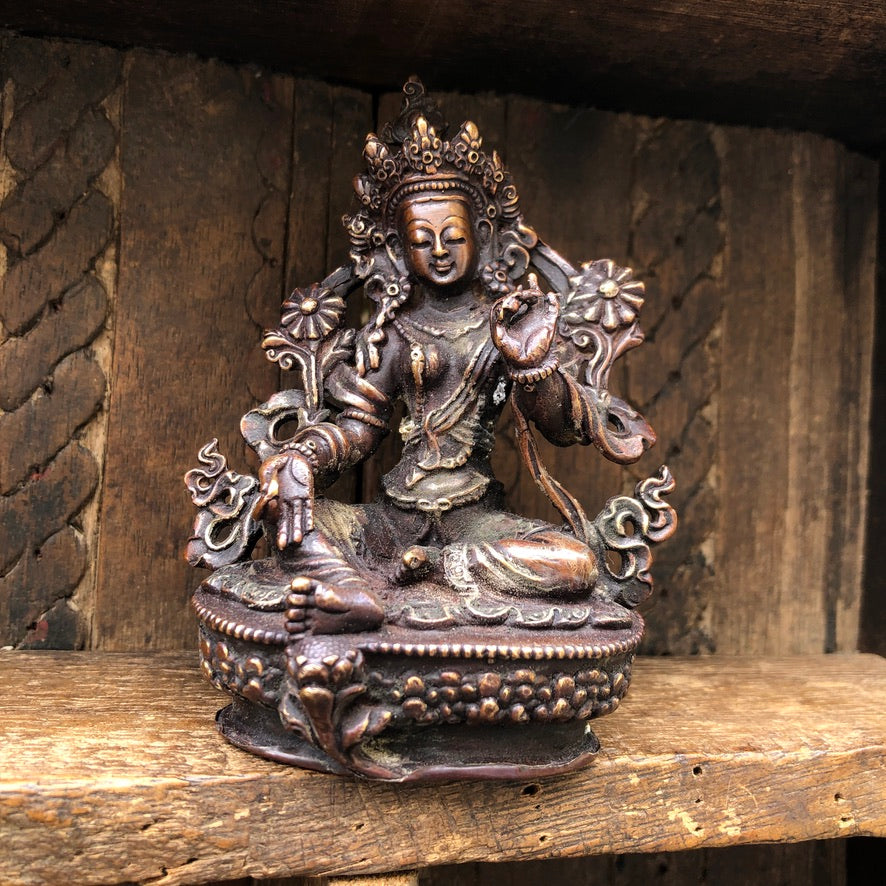 Green Tara In Copper