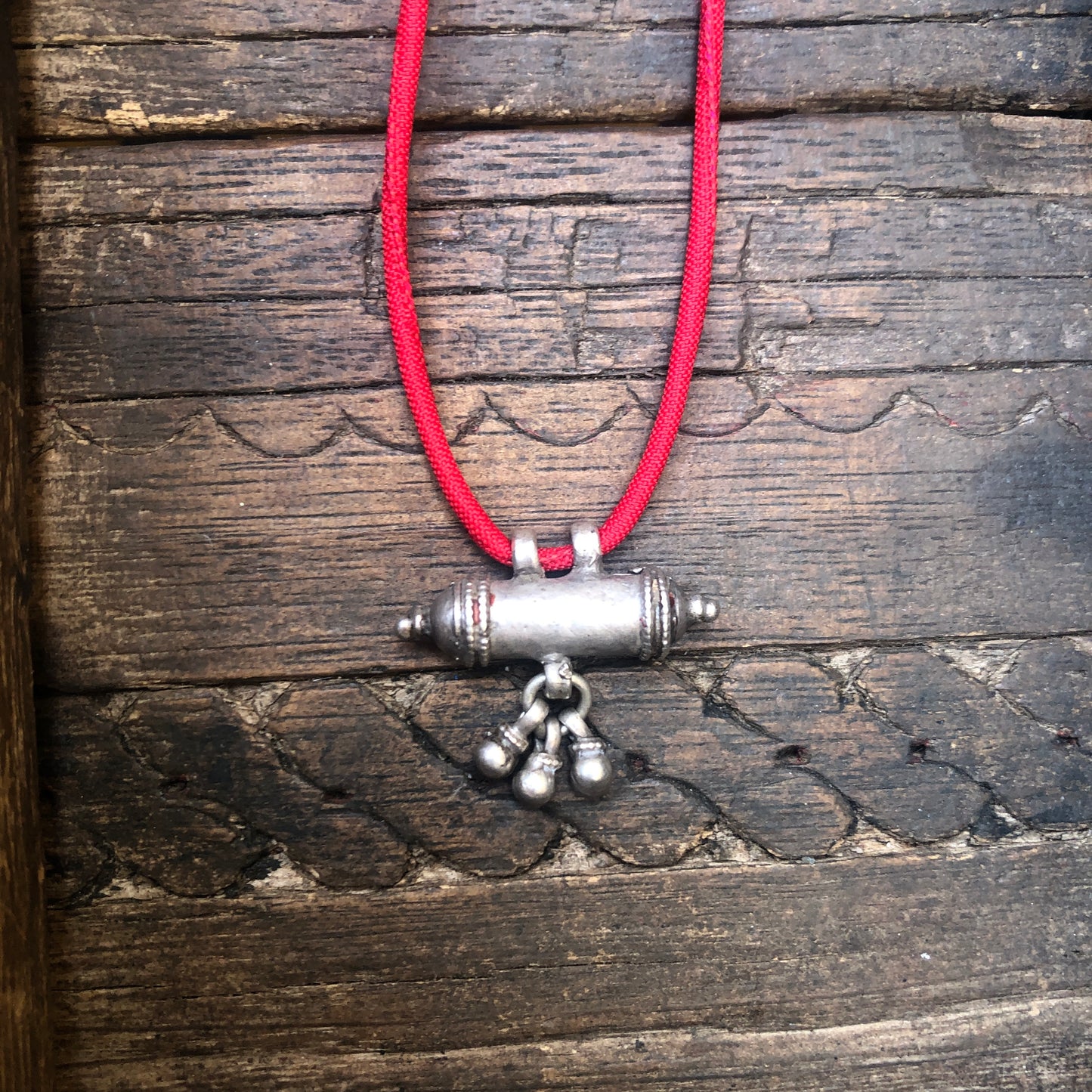 Rajasthani Silver Taviz Amulet Short Necklace