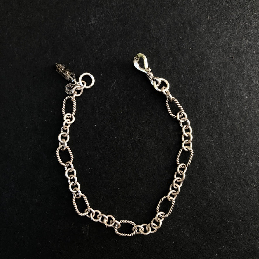 Sterling Silver Herkimer Quartz Link Chain Bracelet