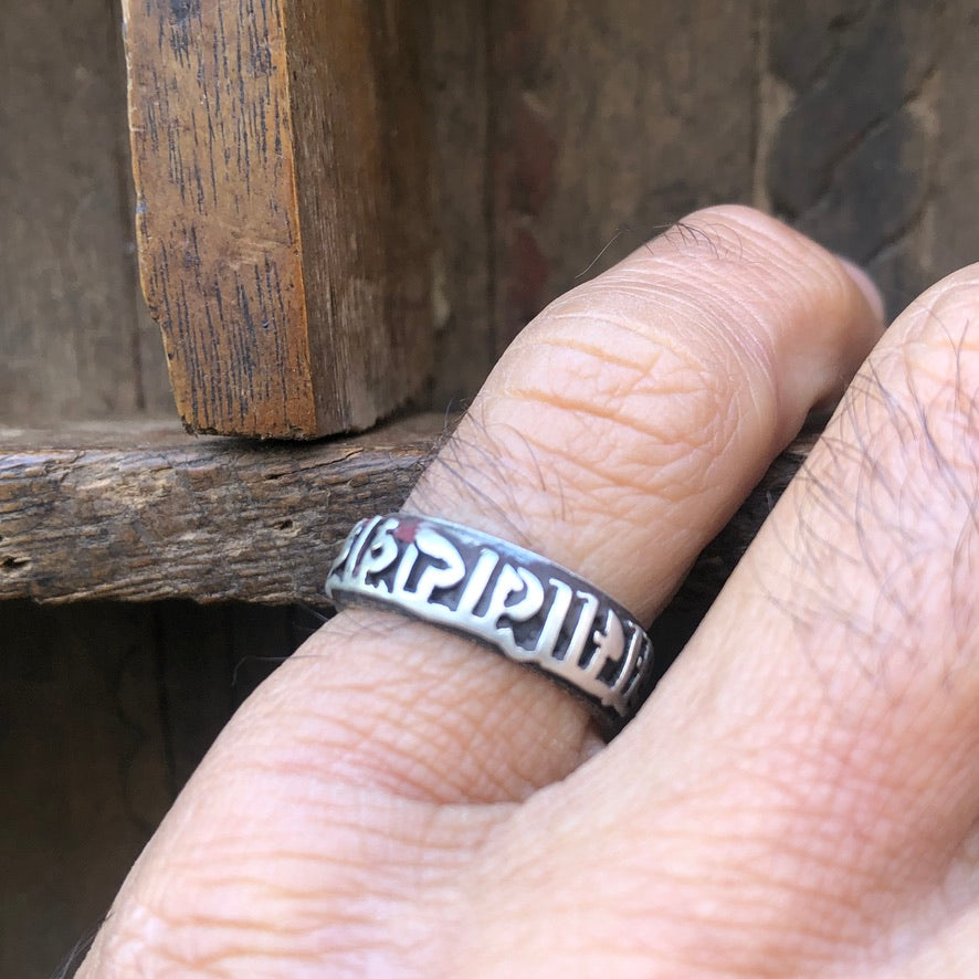 Om Mani Mantra Silver Ring
