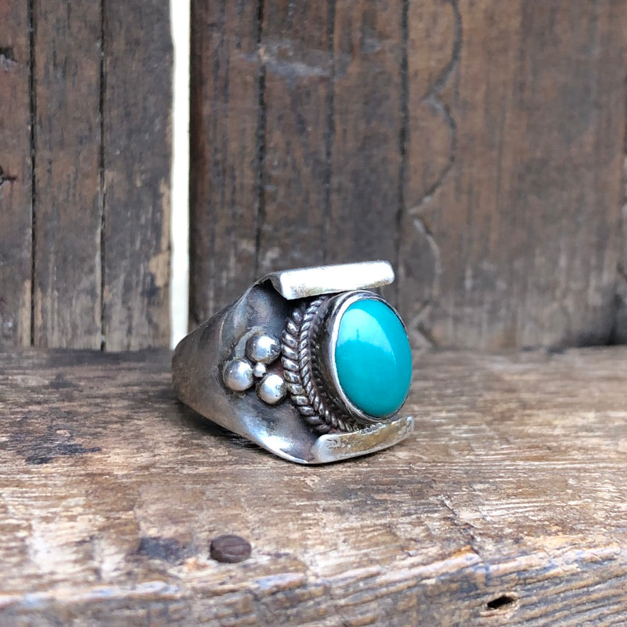 Tibetan Turquoise Saddle Ring
