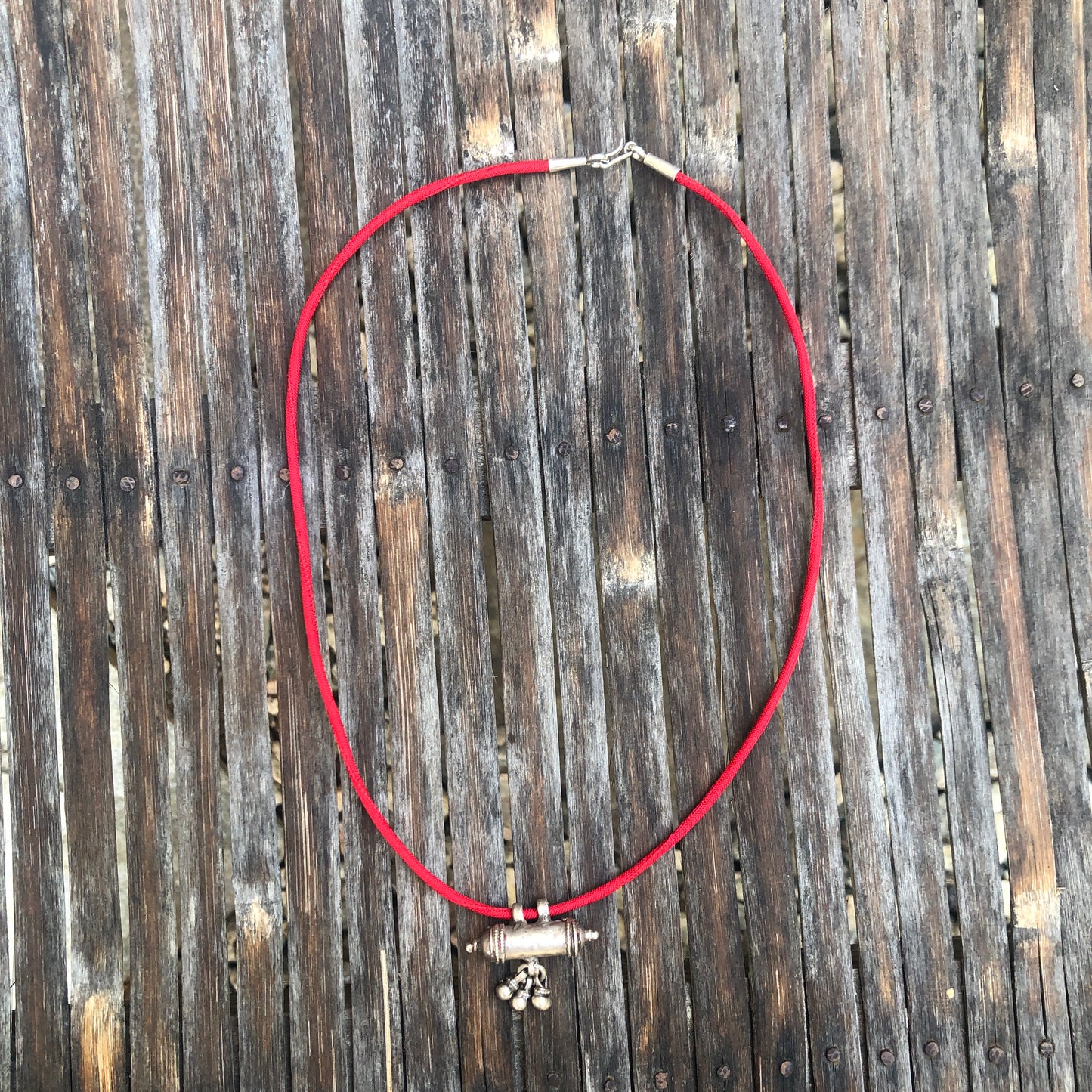 Rajasthani Silver Taviz Amulet Short Necklace