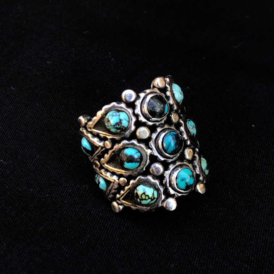 Multi Stone Solid Silver Ring