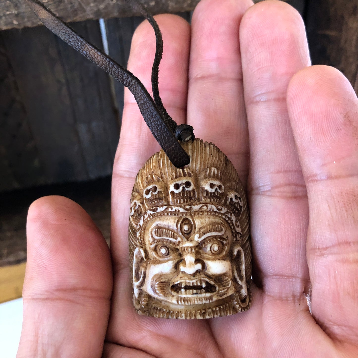 Hand Carved Mahakala Amulet
