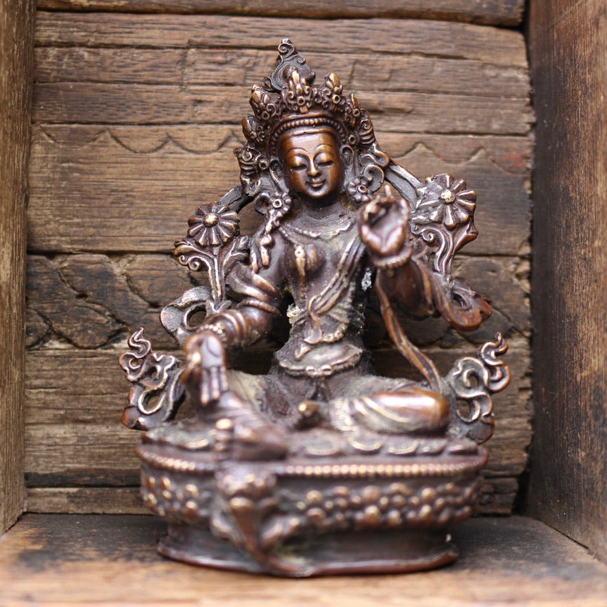 Green Tara In Copper