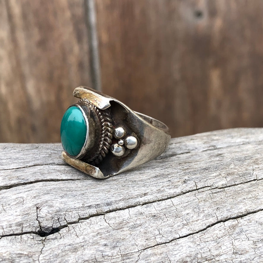 Tibetan Turquoise Saddle Ring