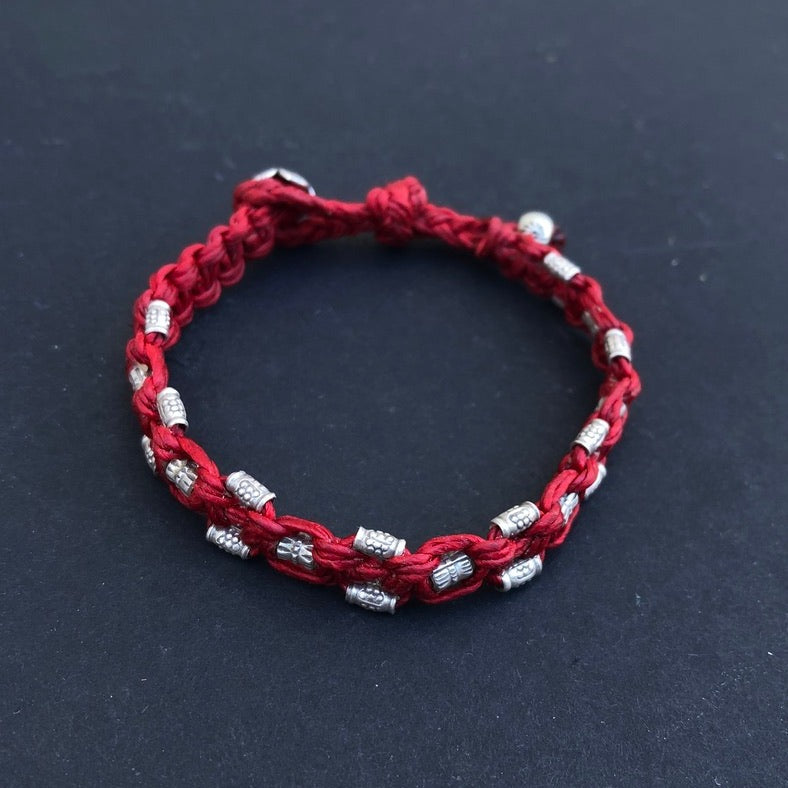 Braided Silver Beads Bracelet