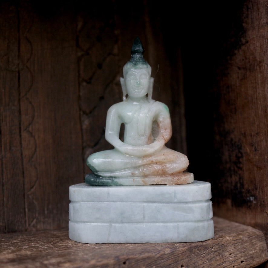 Green Jade Seated Buddha Figurine