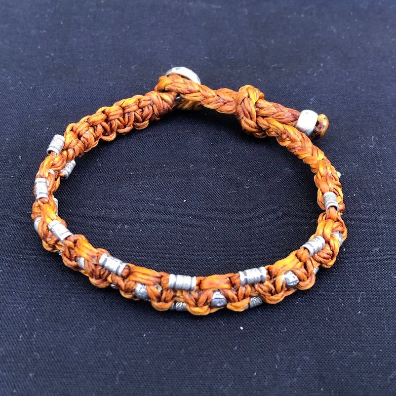 Braided Silver Beads Bracelet