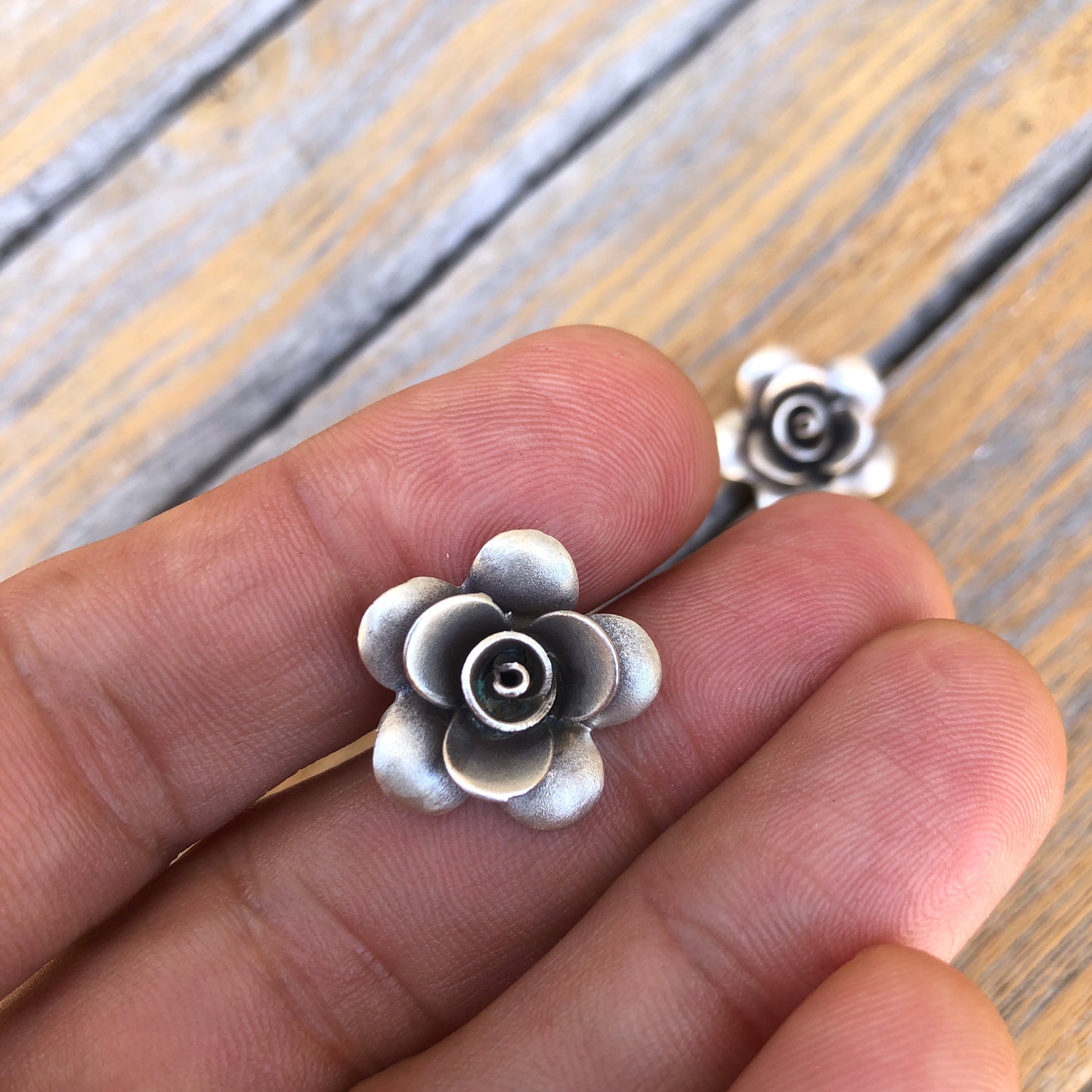 Hilltribe Silver Flower Bud Stud Earrings