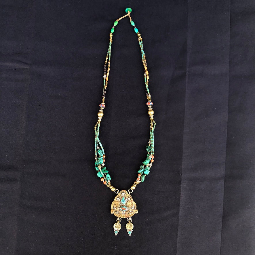 Raw Turquoise Coral Pendant Necklace