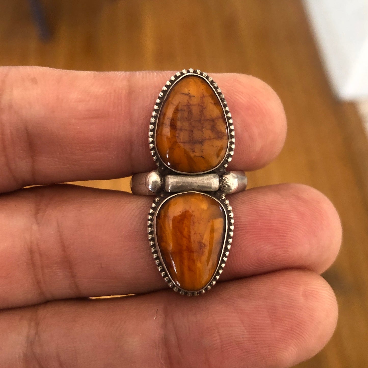 Amber Silver Ring