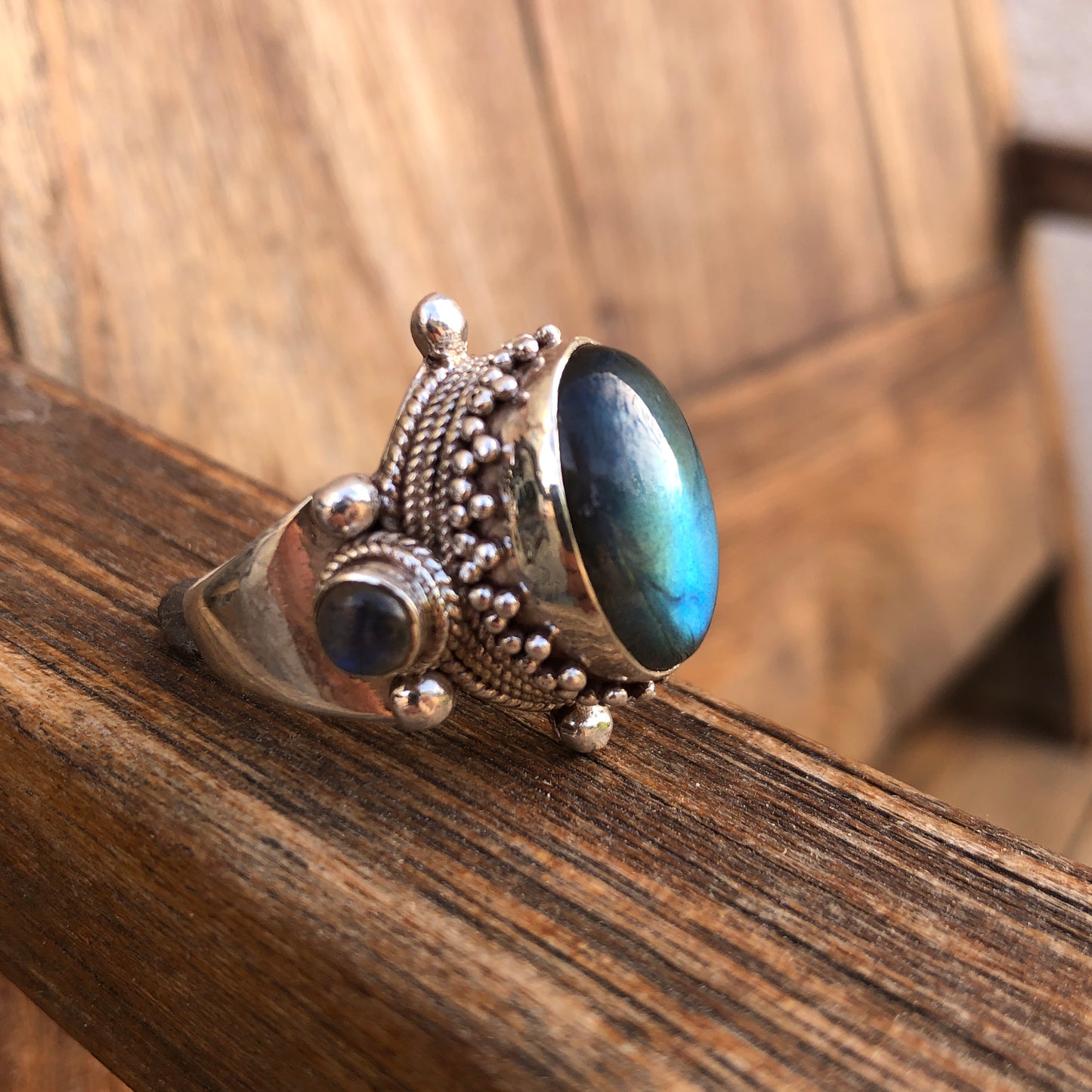 Labradorite Saddle Ring