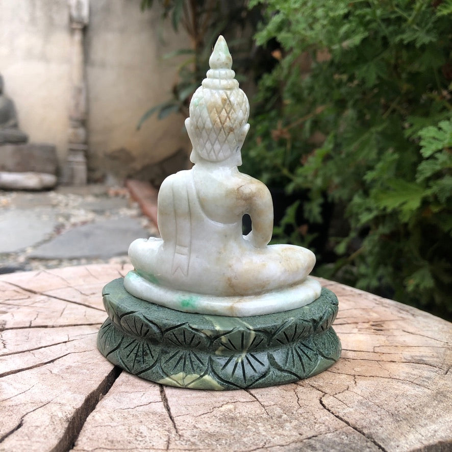 Seated Buddha In Green Jade