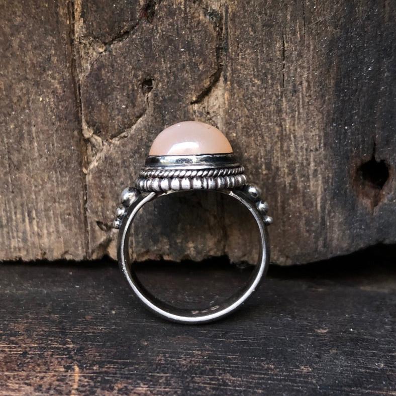 Pink Moonstone Silver Ring