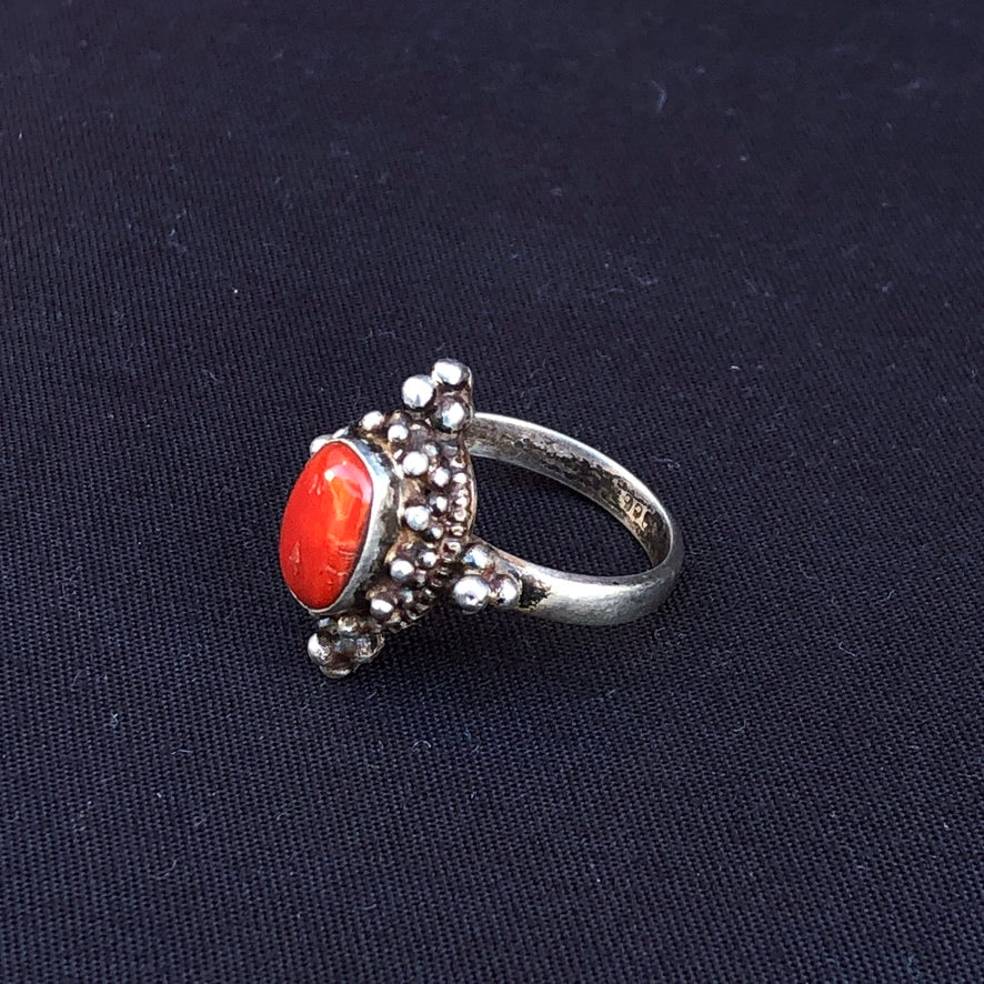 Coral Granule Silver Ring