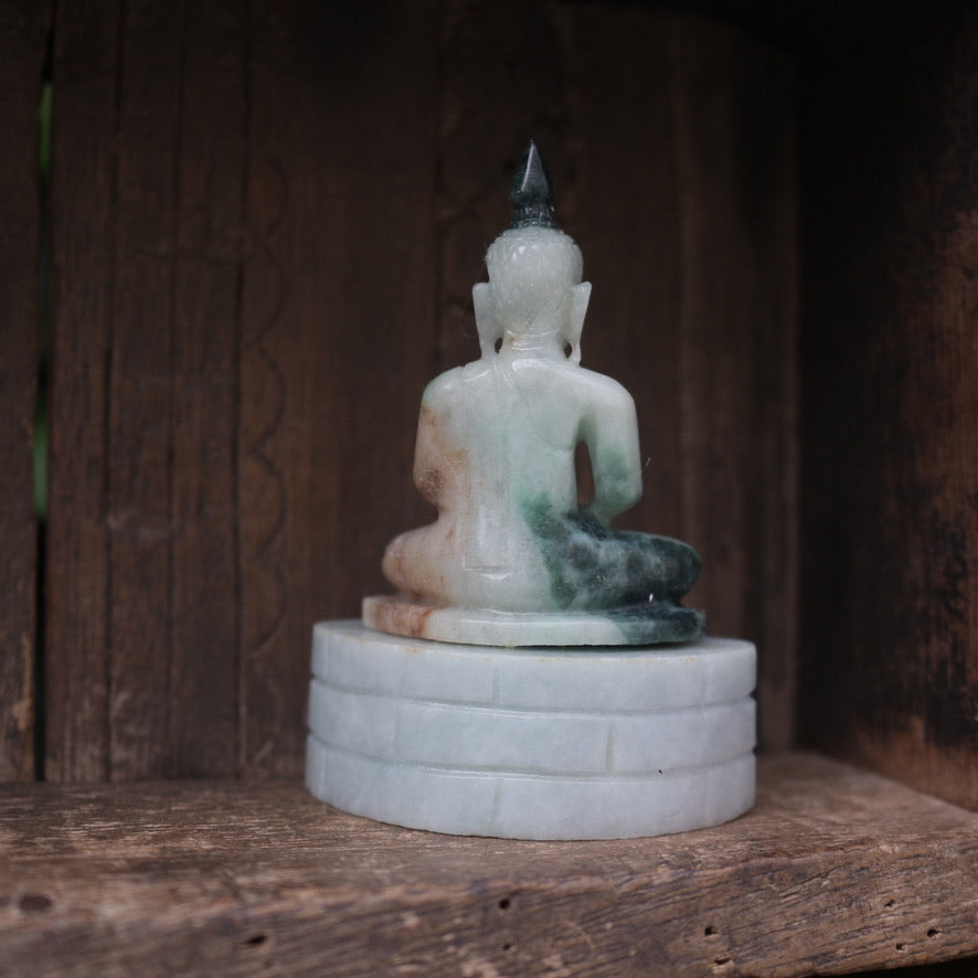 Green Jade Seated Buddha Figurine