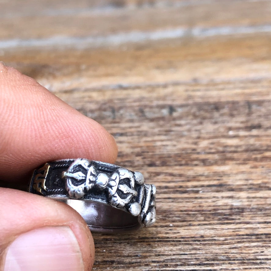 Om Mani Mantra Silver Ring