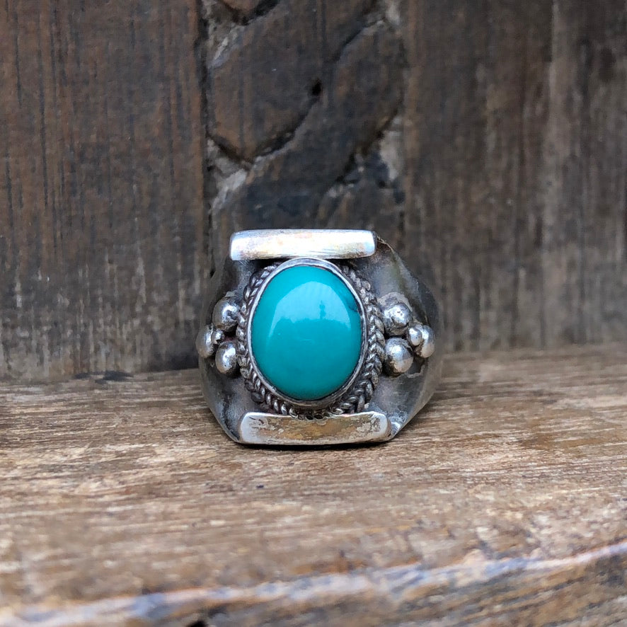 Tibetan Turquoise Saddle Ring