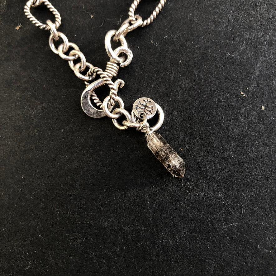 Sterling Silver Herkimer Quartz Link Chain Bracelet