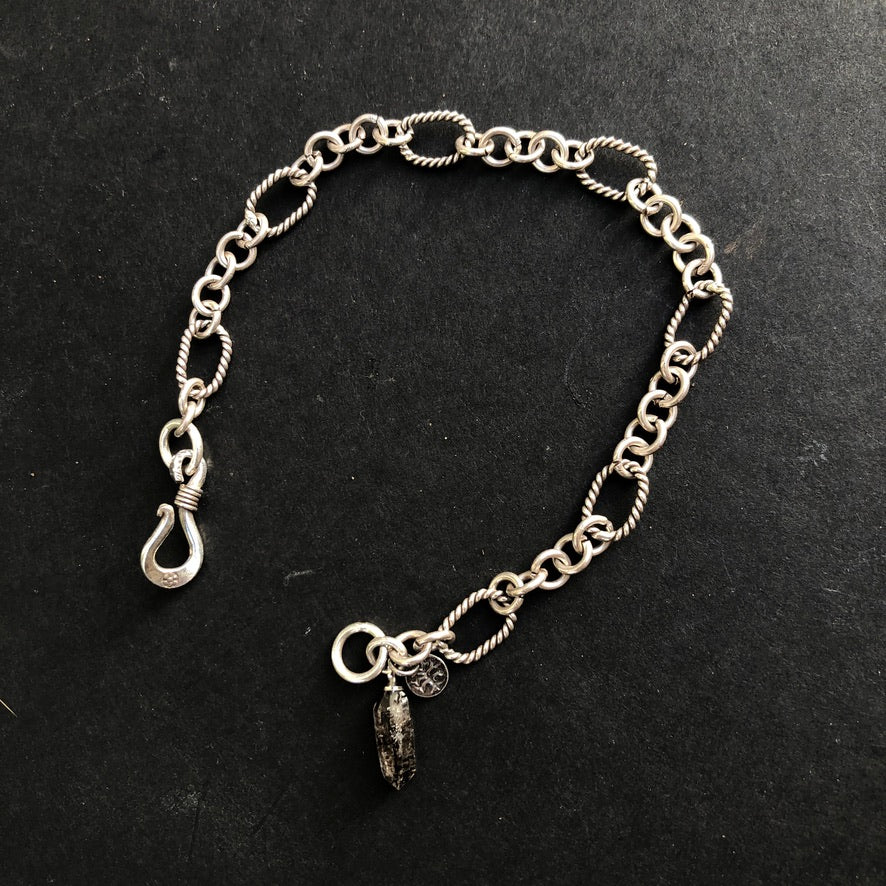 Sterling Silver Herkimer Quartz Link Chain Bracelet