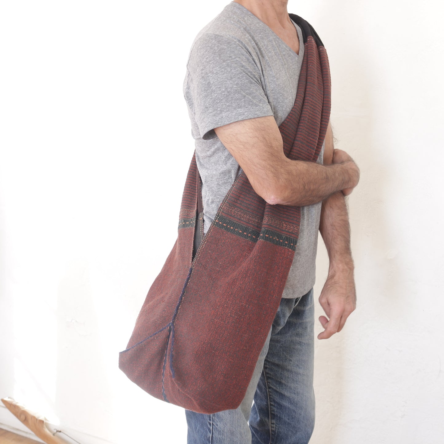Handwoven Tribal Shoulder Bag, Ethnic Crossbody Tote, Hand Sewn Kachin Tribe Purse