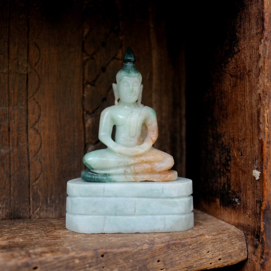 Green Jade Seated Buddha Figurine