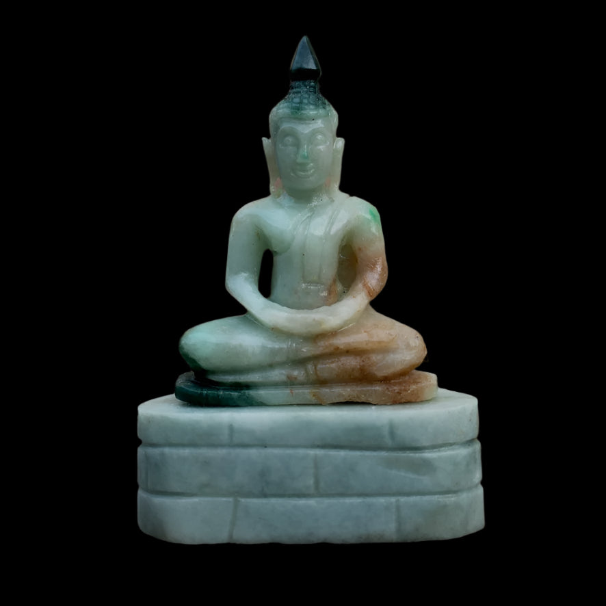Green Jade Seated Buddha Figurine
