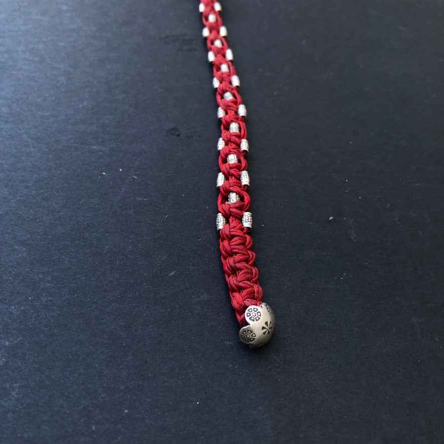 Braided Silver Beads Bracelet