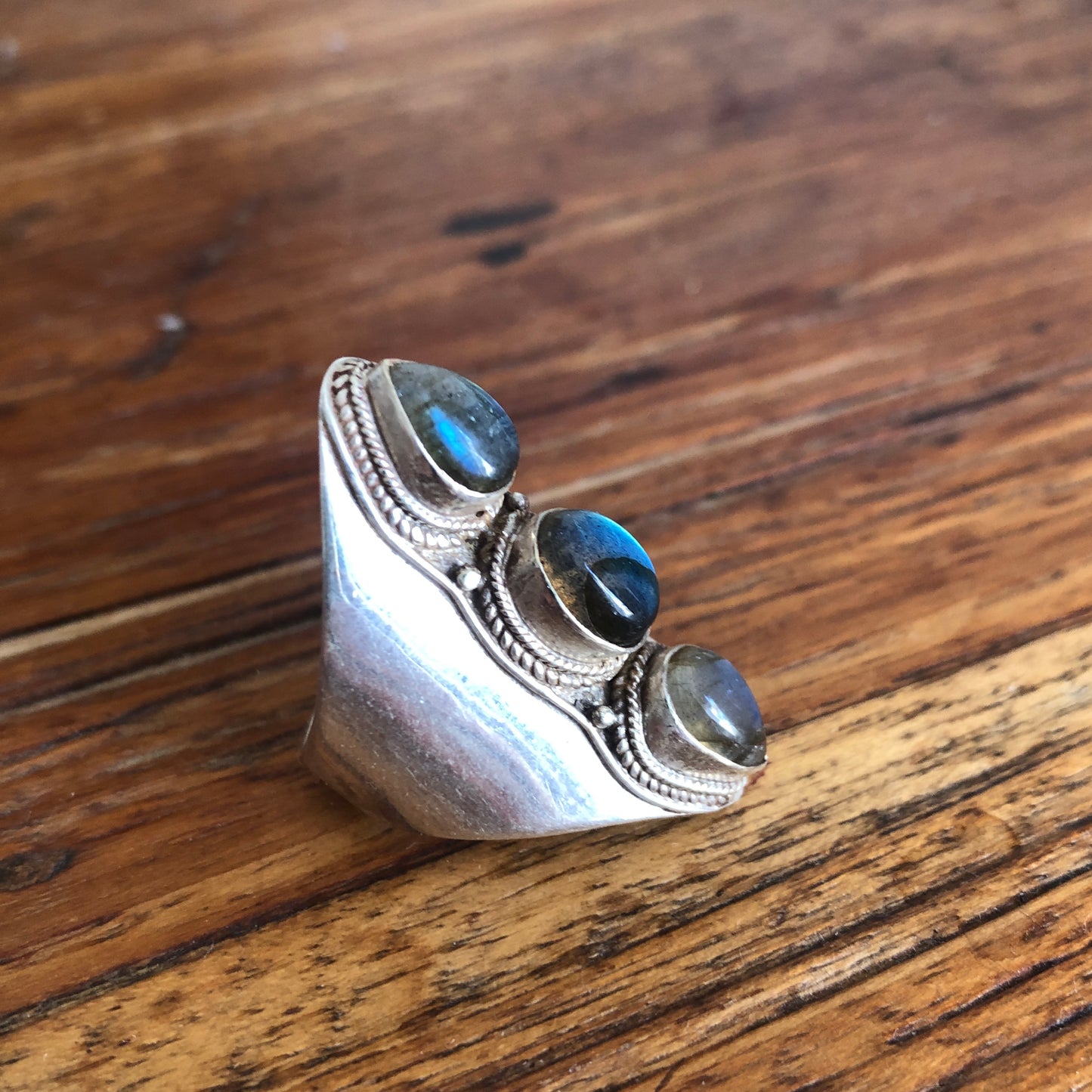 Labradorite Saddle Ring