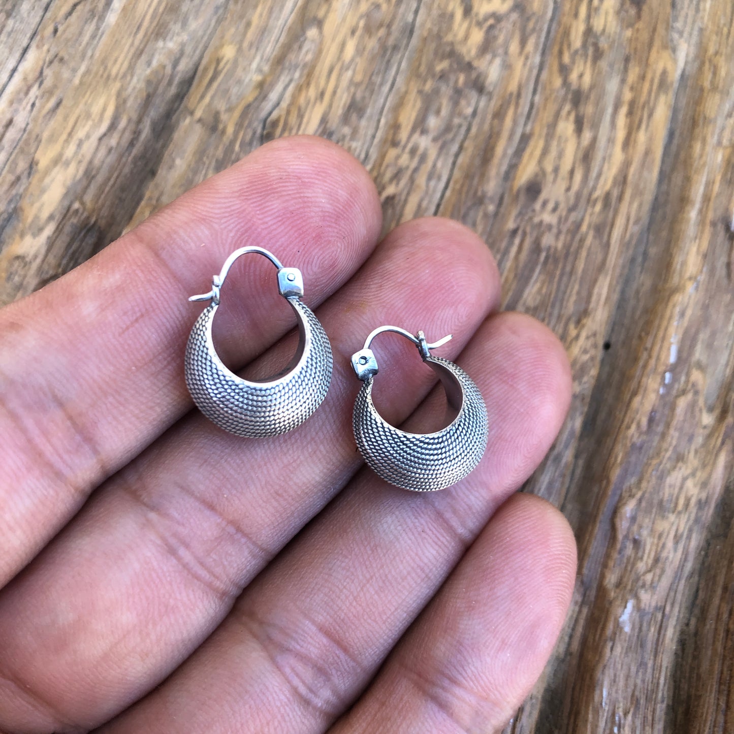 Twisted Wire Silver Hoops