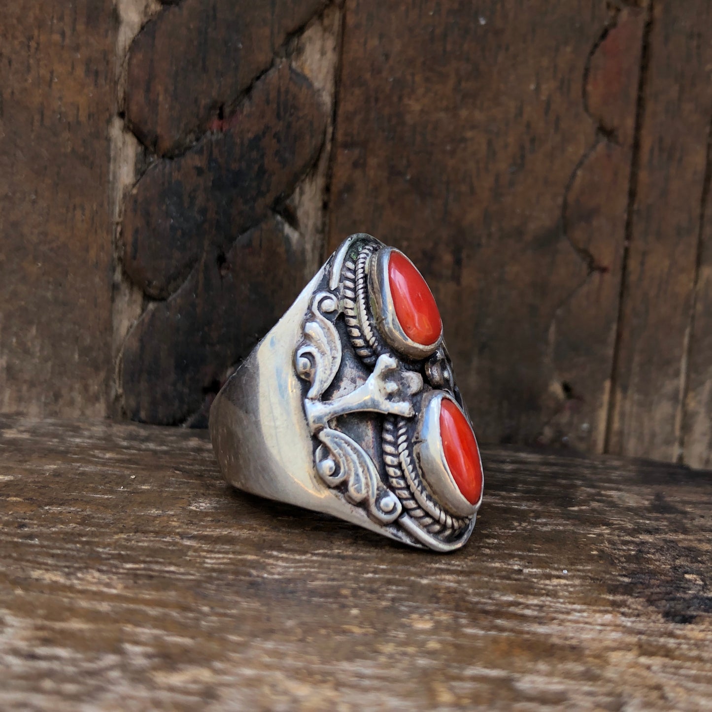 vintage Tibetan coral ring