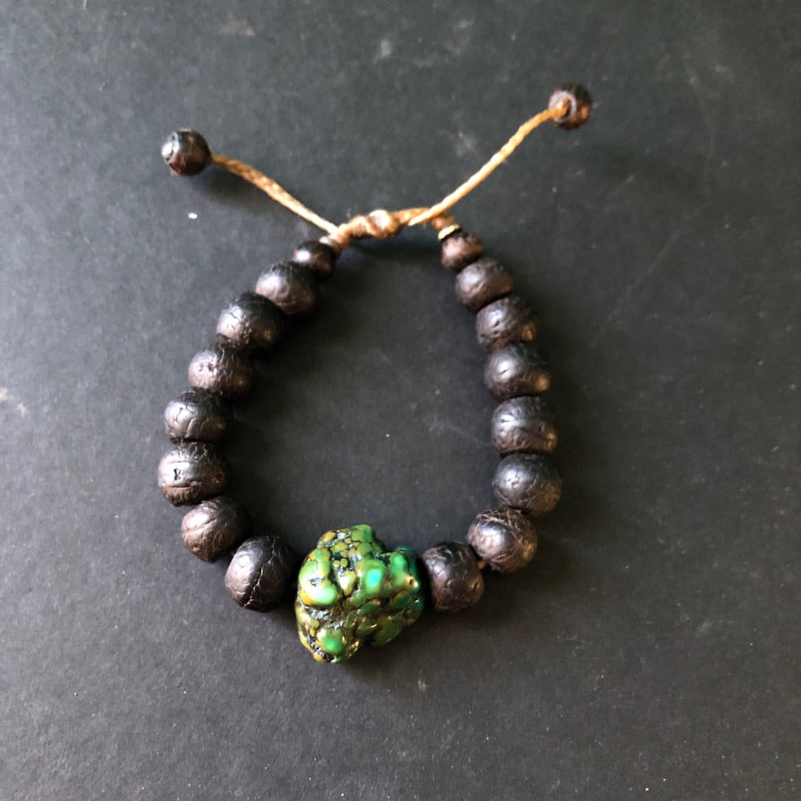 Bodhi Seed Bead And RawTurquoise Wrist Mala