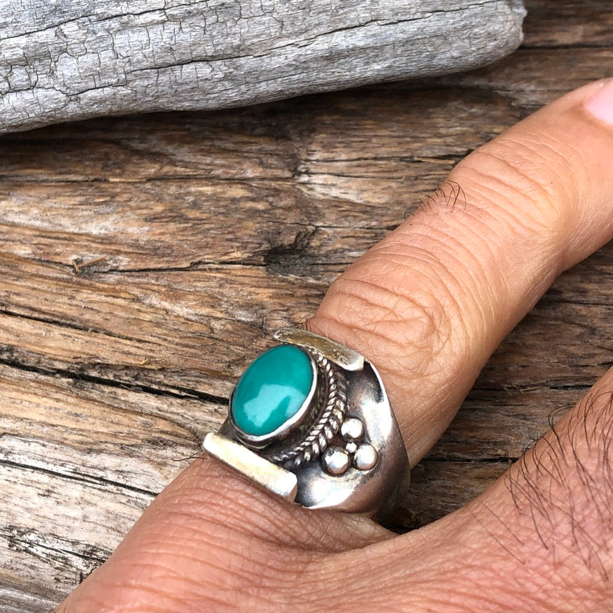 Tibetan Turquoise Saddle Ring
