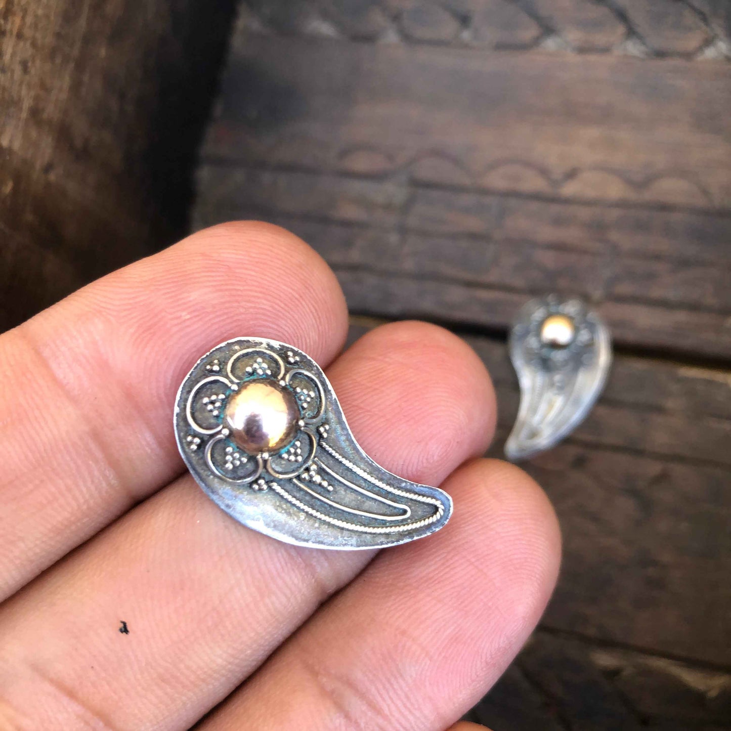 Vintage Balinese Sterling Silver Stud Earrings